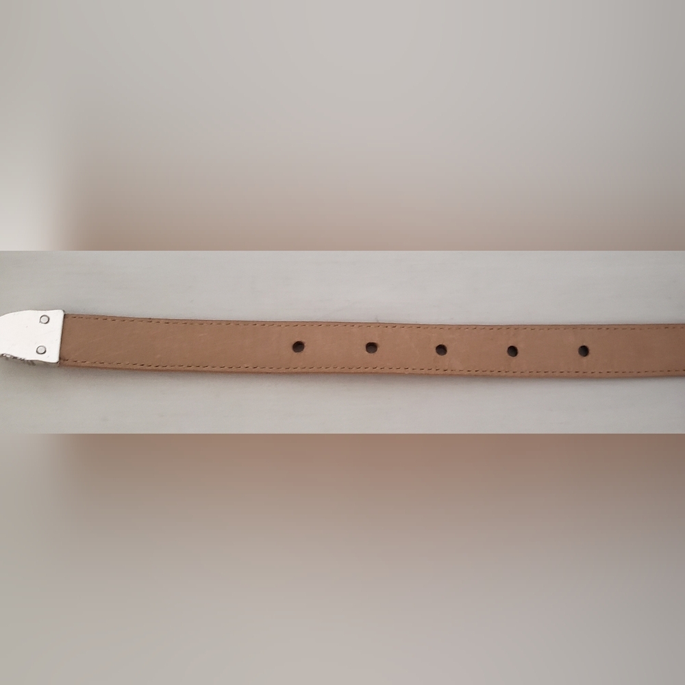 TALBOTS Belt Womens Size Small Tan Brown Leather Silvertone Buckle Western - Picture 10 of 14